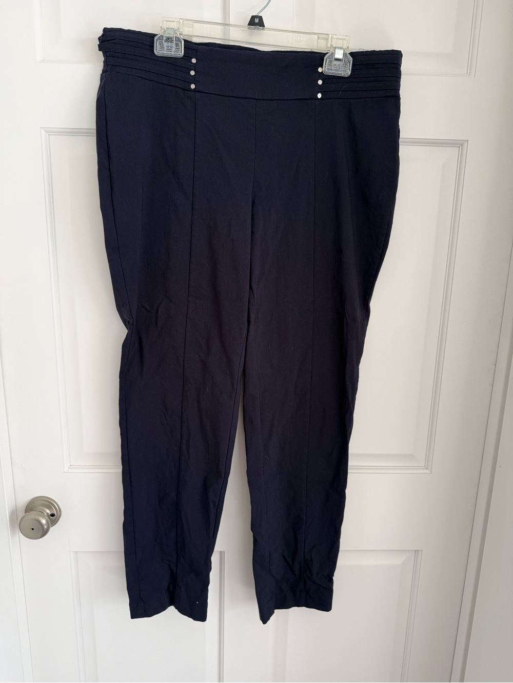 Blue Stretch Skinny Leg Dress Pants in Plus Size